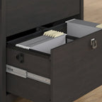 L-shaped Desk with Lateral File Cabinet and Bookcase in Vintage Black