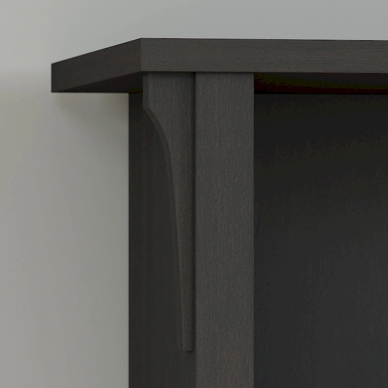L-shaped Desk with Lateral File Cabinet and Bookcase in Vintage Black