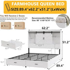 PAKASEPT Farmhouse Queen Size Bed Frame