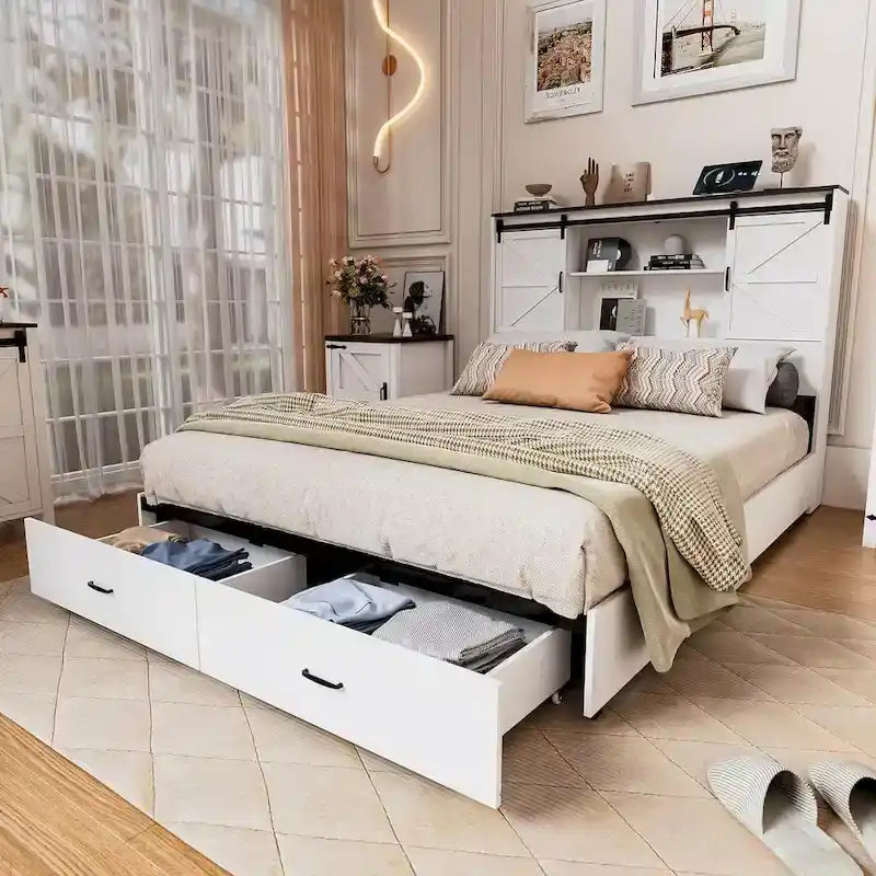 PAKASEPT Farmhouse Queen Size Bed Frame