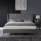 California King Velvet Upholstered Platform Bed Frame