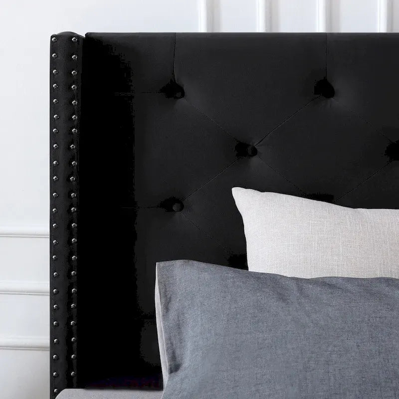 California King Velvet Upholstered Platform Bed Frame
