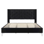 California King Velvet Upholstered Platform Bed Frame
