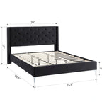 California King Velvet Upholstered Platform Bed Frame