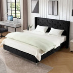 California King Velvet Upholstered Platform Bed Frame