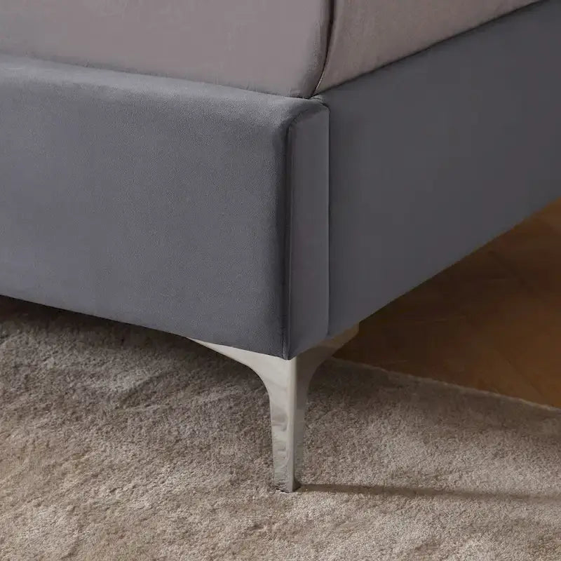 California King Velvet Upholstered Platform Bed Frame