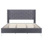 California King Velvet Upholstered Platform Bed Frame