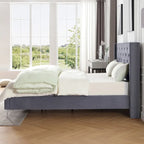 California King Velvet Upholstered Platform Bed Frame