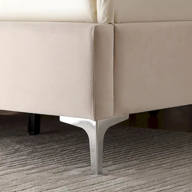 California King Velvet Upholstered Platform Bed Frame