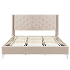 California King Velvet Upholstered Platform Bed Frame