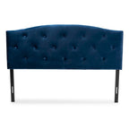 Leone Modern and Contemporary Velvet Upholstered Headboard-Navy Blue