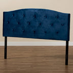 Leone Modern and Contemporary Velvet Upholstered Headboard-Navy Blue