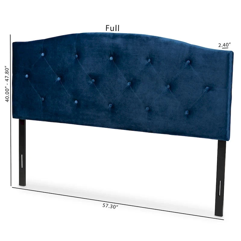 Leone Modern and Contemporary Velvet Upholstered Headboard-Navy Blue