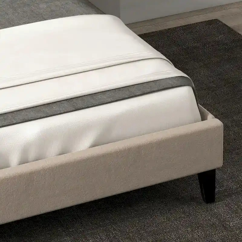 Upholsted Bed Frame with Wingback Headboard, King Size