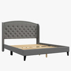 Upholsted Bed Frame with Wingback Headboard, King Size