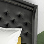 Upholsted Bed Frame with Wingback Headboard, King Size