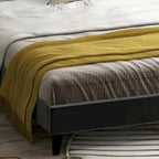 Upholsted Bed Frame with Wingback Headboard, King Size