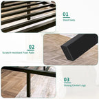King Modern Metal Platform Bed Frame