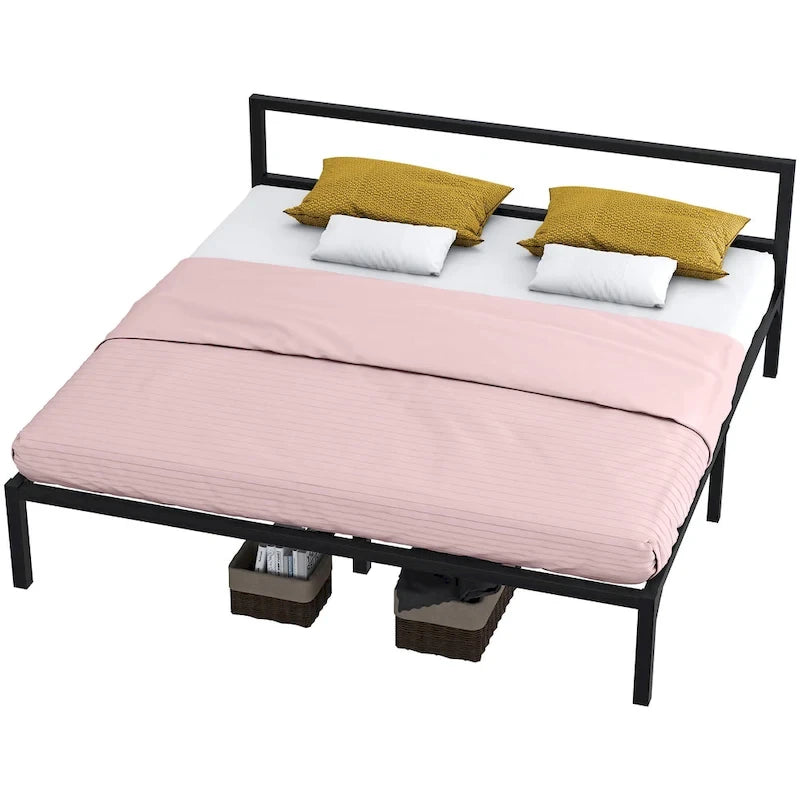 King Modern Metal Platform Bed Frame