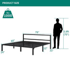 King Modern Metal Platform Bed Frame
