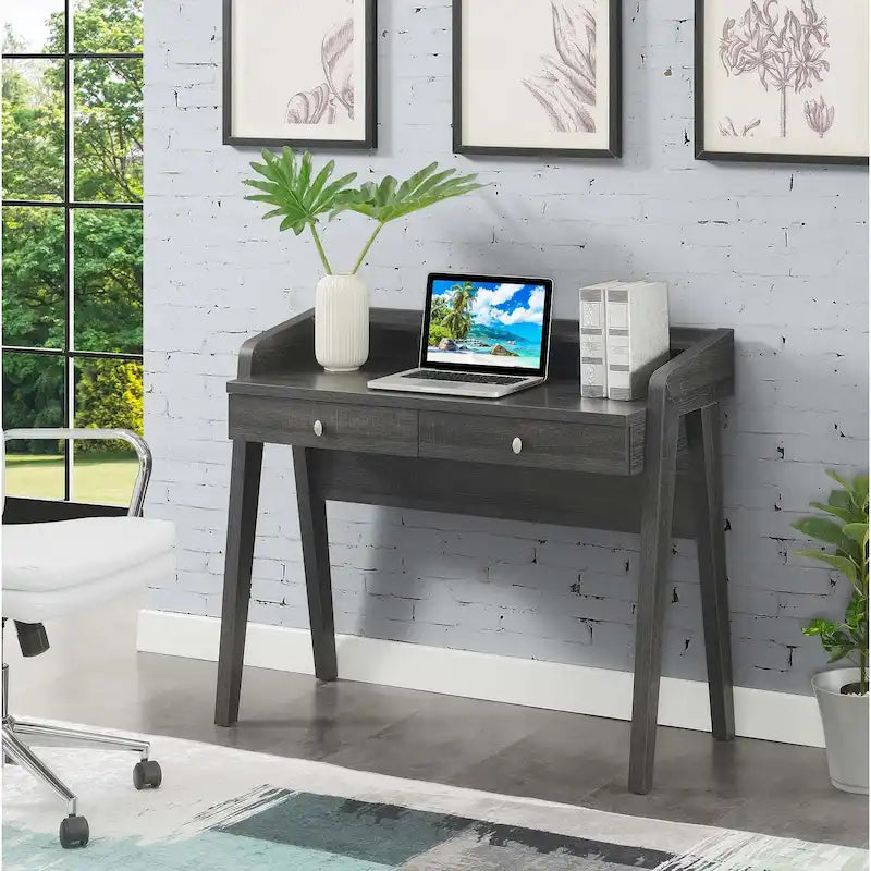 Convenience Concepts Newport Deluxe 2 Drawer Desk with Shelf