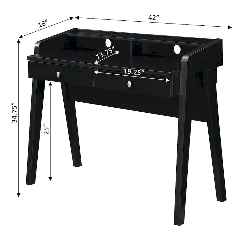 Convenience Concepts Newport Deluxe 2 Drawer Desk with Shelf