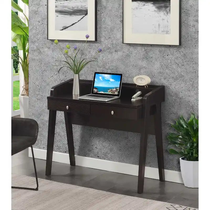 Convenience Concepts Newport Deluxe 2 Drawer Desk with Shelf