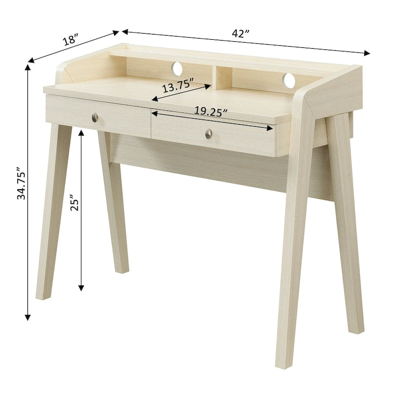Convenience Concepts Newport Deluxe 2 Drawer Desk with Shelf