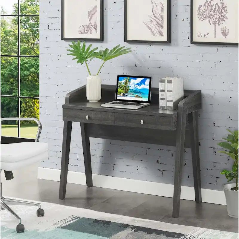 Convenience Concepts Newport Deluxe 2 Drawer Desk with Shelf