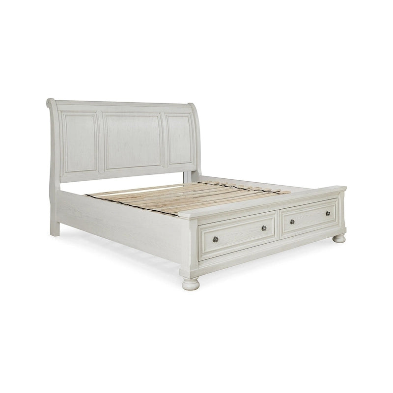 Signature Design by Ashley Robbinsdale Antique White Sleigh Bed with Storage