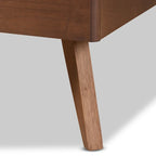 Saki Mid-Century Modern Walnut Brown Finished Wood Platform Bed