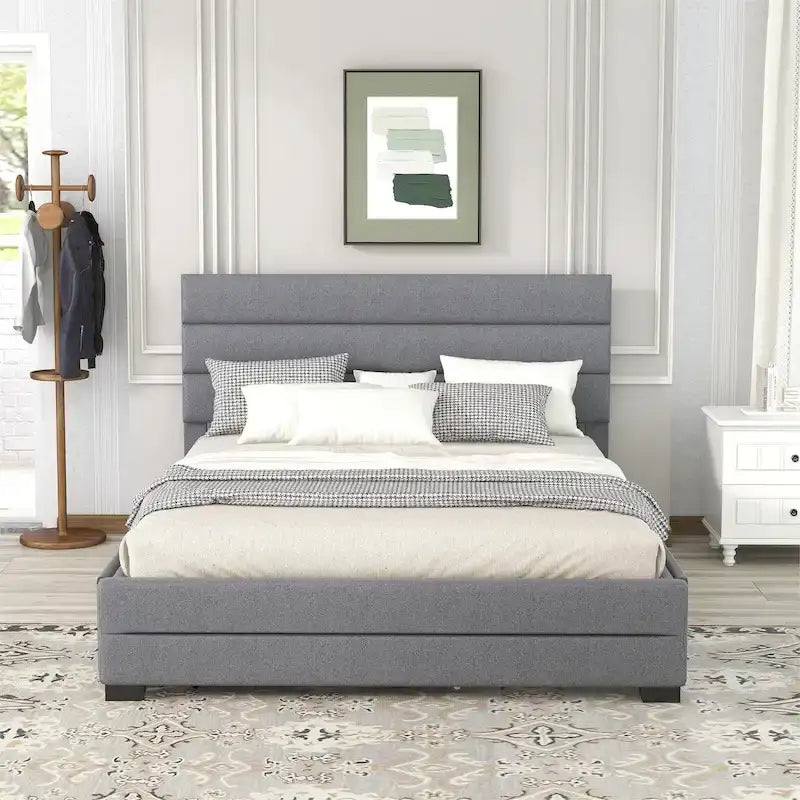 Upholstered Platform Bed with Trundle