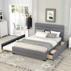 Upholstered Platform Bed with Trundle