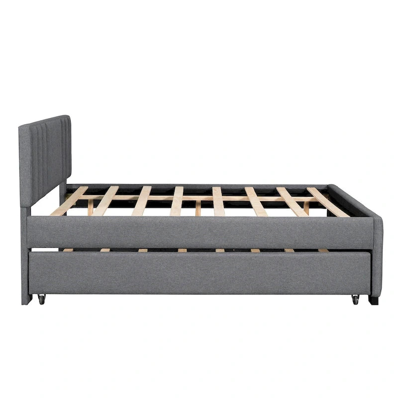 Upholstered Platform Bed with Trundle