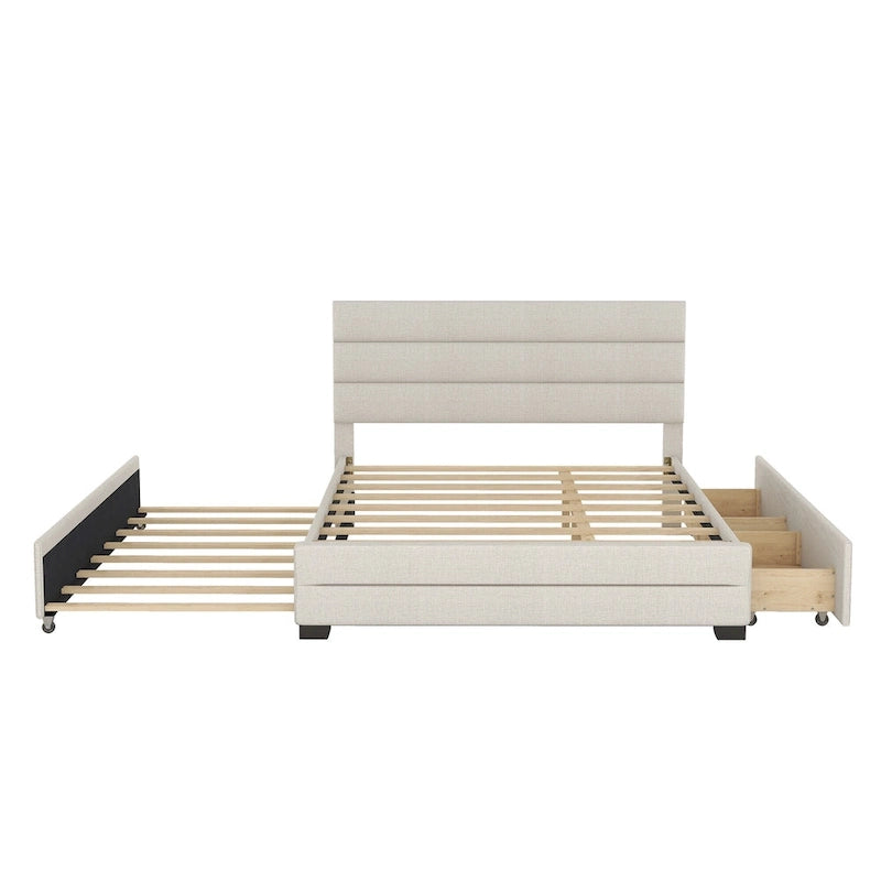 Upholstered Platform Bed with Trundle