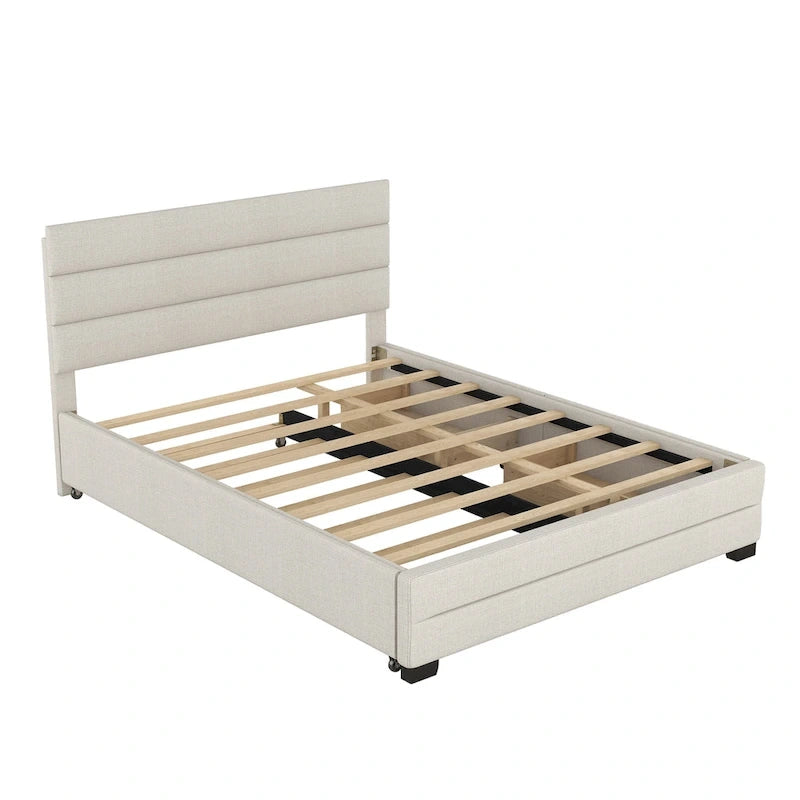 Upholstered Platform Bed with Trundle
