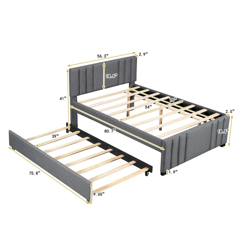 Upholstered Platform Bed with Trundle