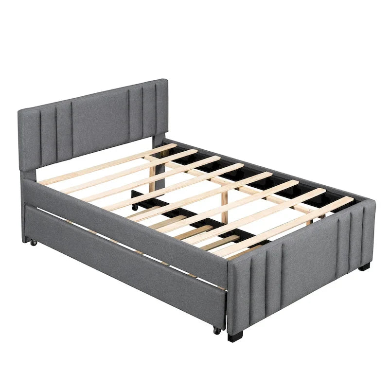 Upholstered Platform Bed with Trundle