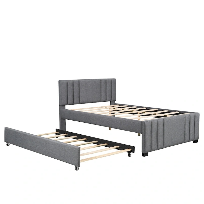 Upholstered Platform Bed with Trundle