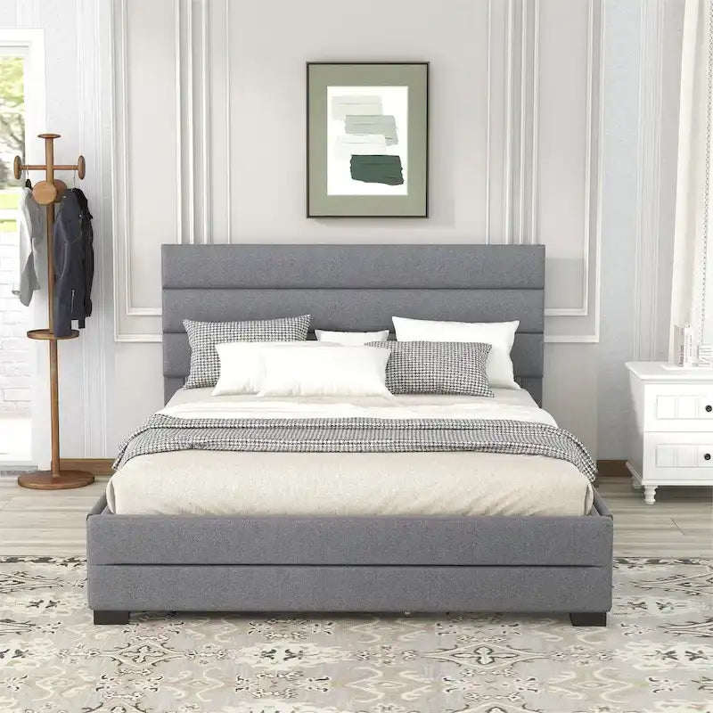 Upholstered Platform Bed with Trundle