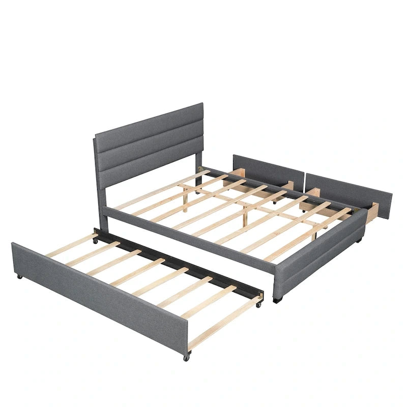 Upholstered Platform Bed with Trundle