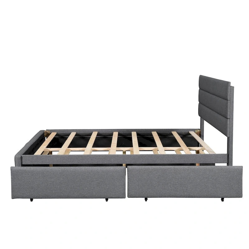 Upholstered Platform Bed with Trundle