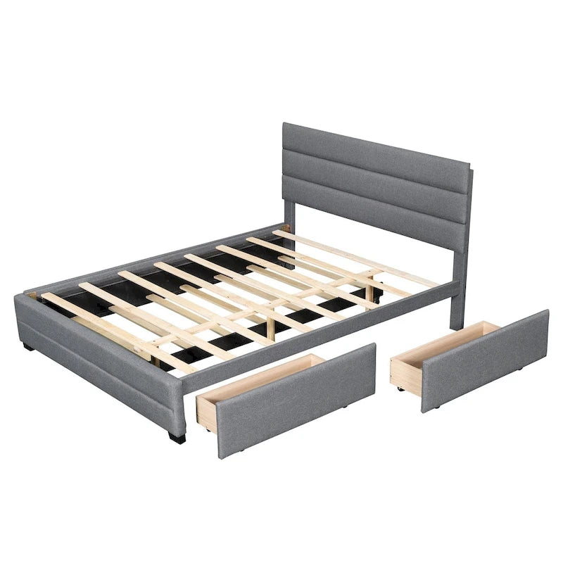 Upholstered Platform Bed with Trundle