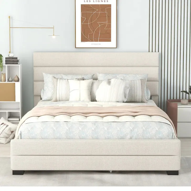 Upholstered Platform Bed with Trundle
