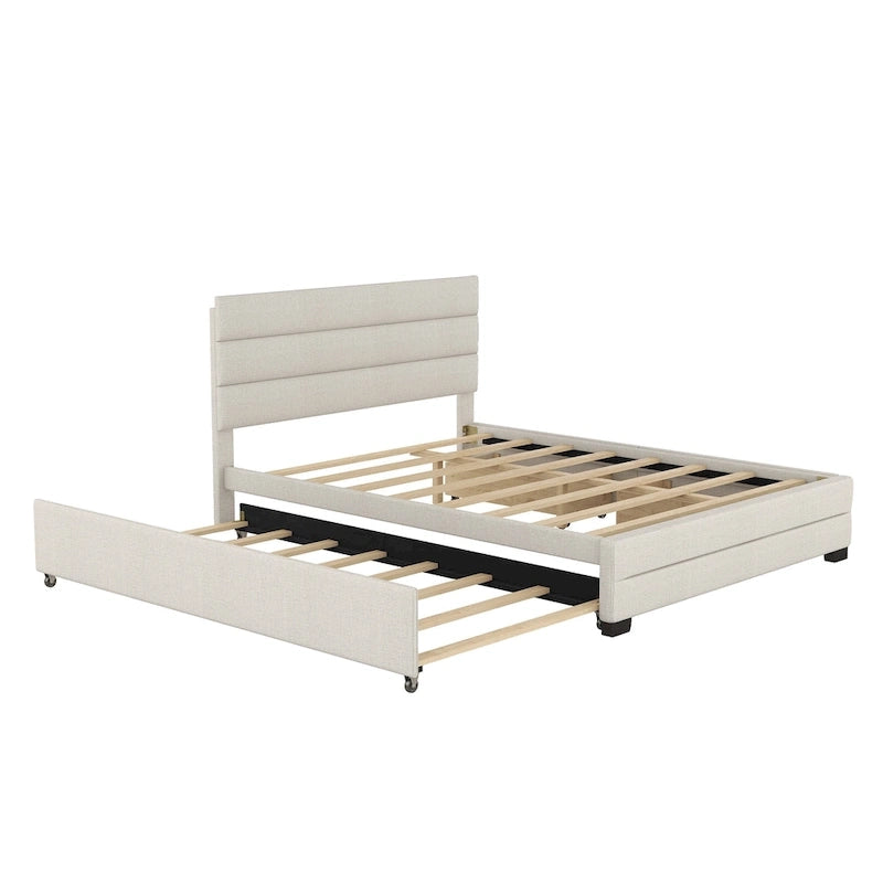 Upholstered Platform Bed with Trundle