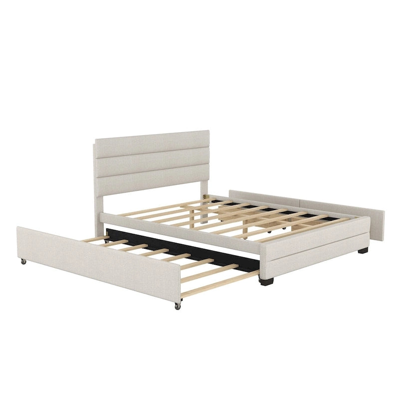 Upholstered Platform Bed with Trundle