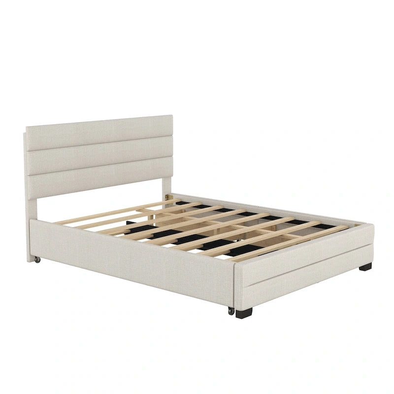 Upholstered Platform Bed with Trundle