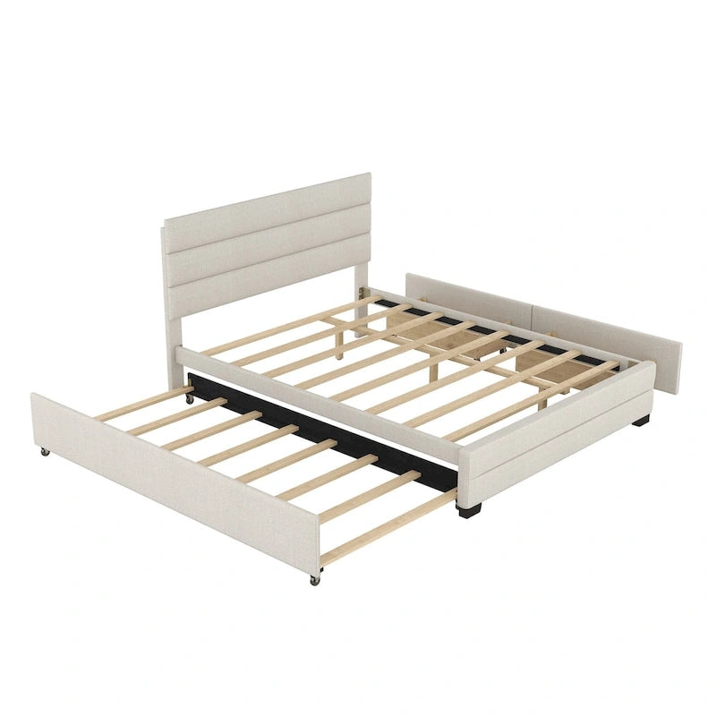 Upholstered Platform Bed with Trundle