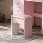 5-Drawers Makeup Vanity Table Set with Lighted Mirror (PINK/BLACK) - 52H