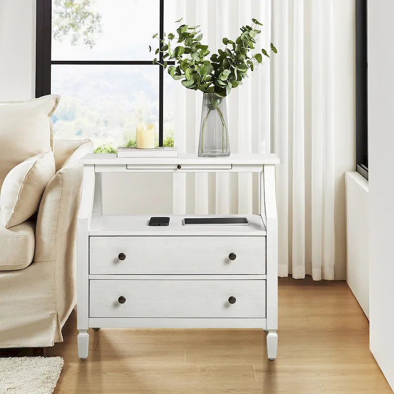 Jennifer 2 - Drawer Nightstand with Built-In Outlets and Pull-out Tray by HULALA HOME